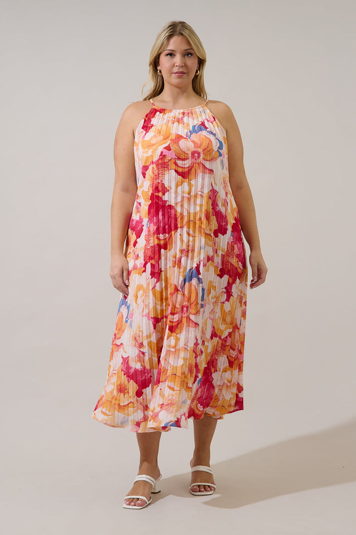Maly Pleated Midi Dress Sailey Floral Curve