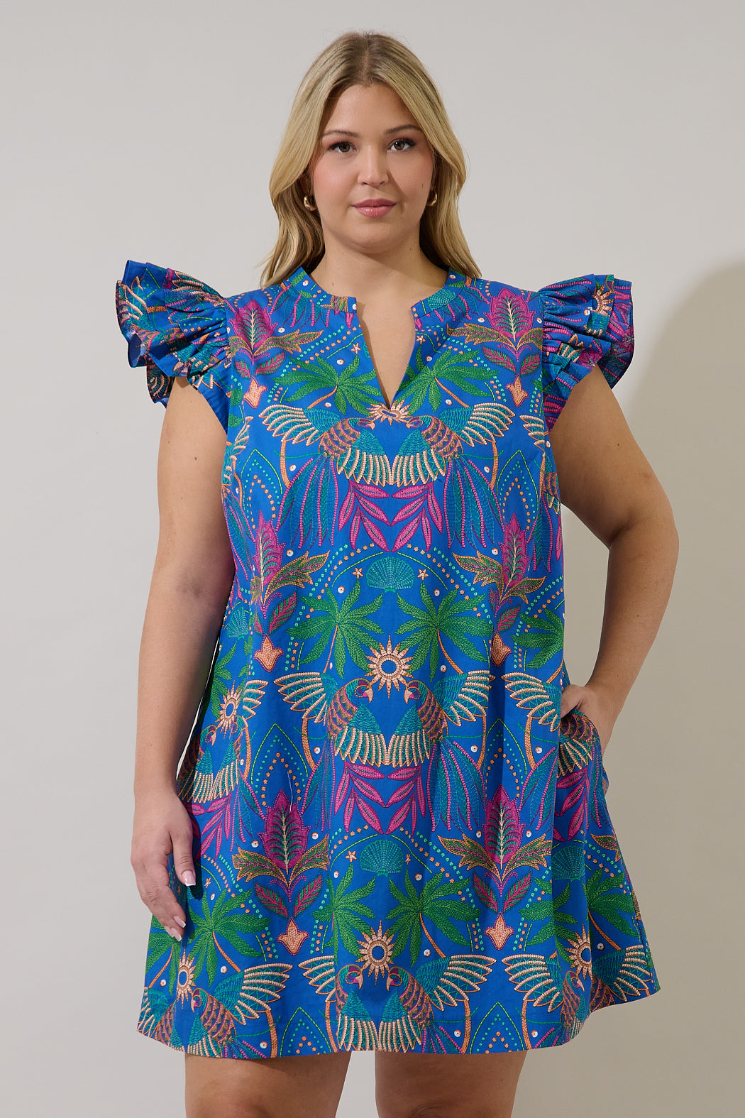 Evalyn Ruffle Mini Dress Yori Tropical Curve
