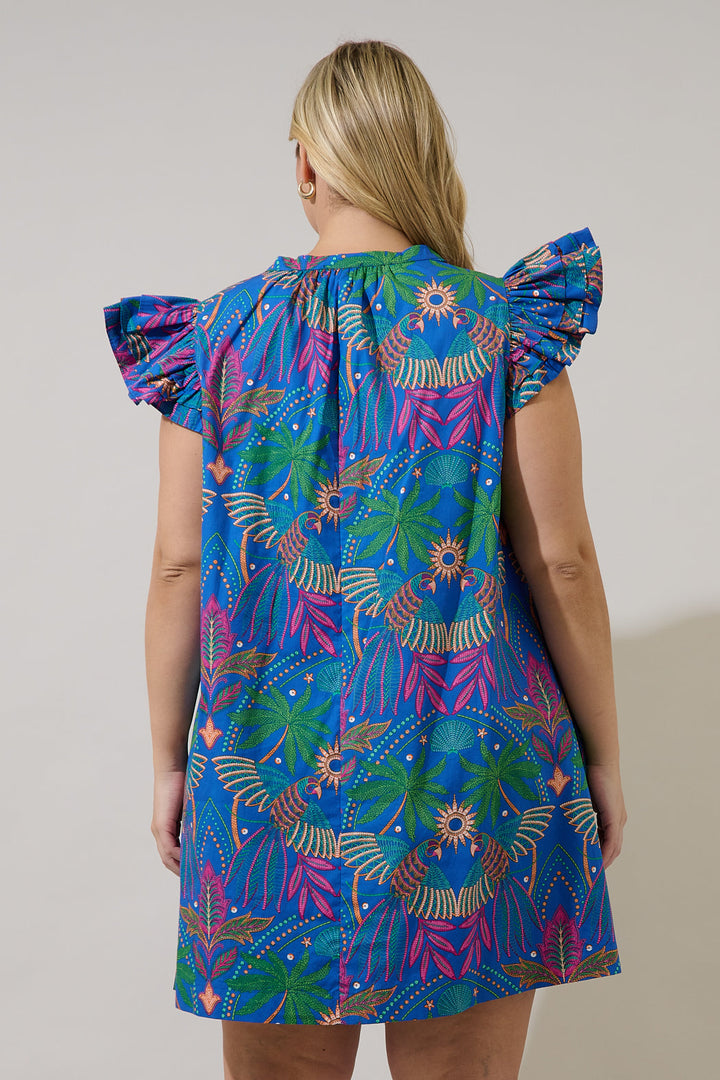 Evalyn Ruffle Mini Dress Yori Tropical Curve