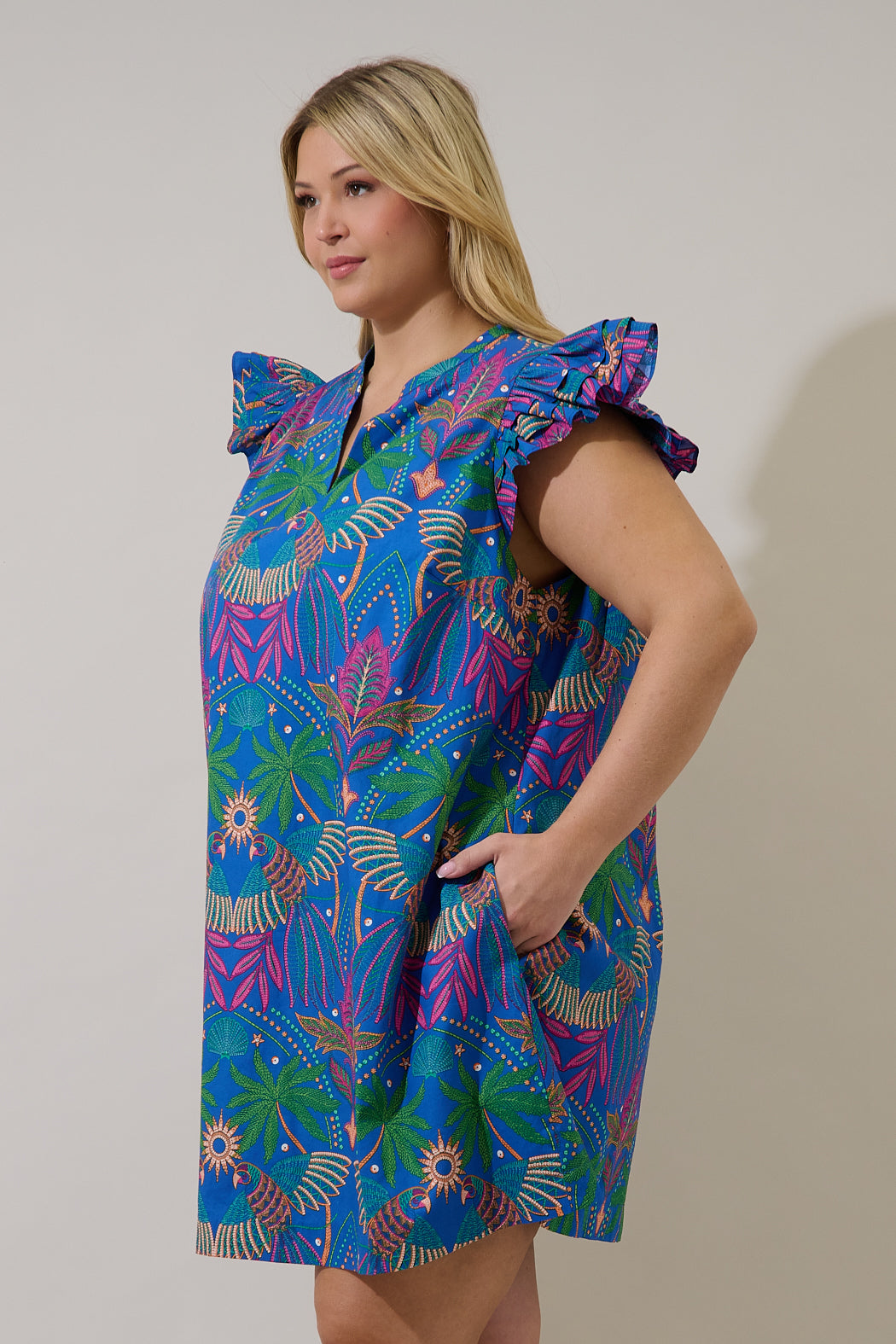 Evalyn Ruffle Mini Dress Yori Tropical Curve