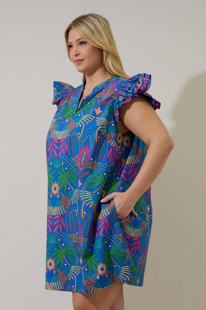 Evalyn Ruffle Mini Dress Yori Tropical Curve