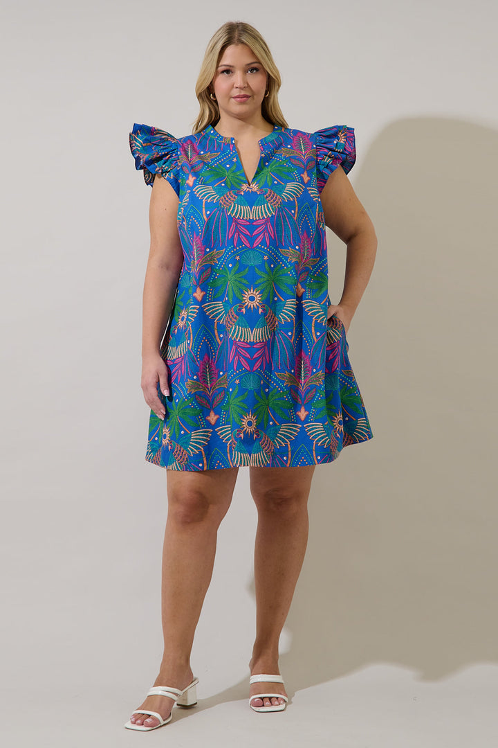 Evalyn Ruffle Mini Dress Yori Tropical Curve