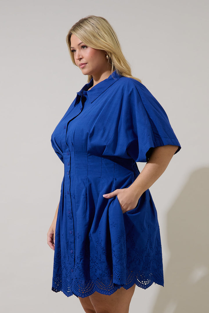 Sammie Collared Eyelet Mini Dress Curve