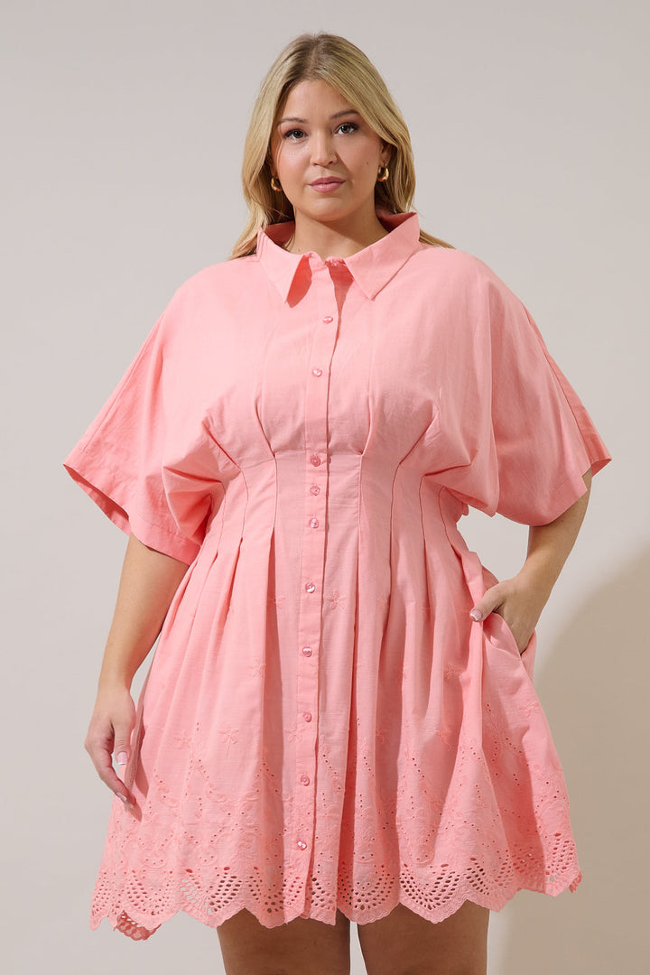 Sammie Collared Eyelet Mini Dress Curve