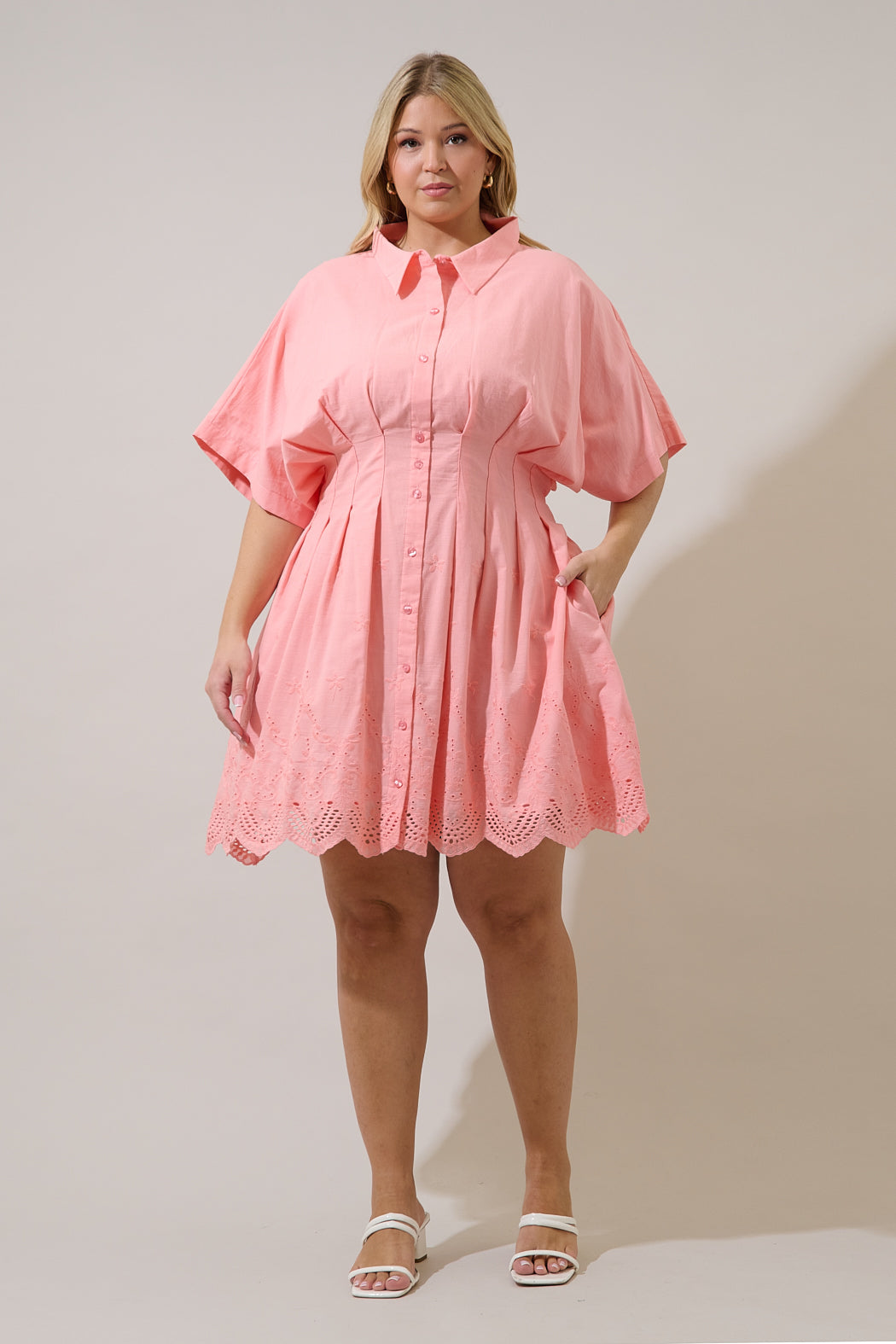 Sammie Collared Eyelet Mini Dress Curve