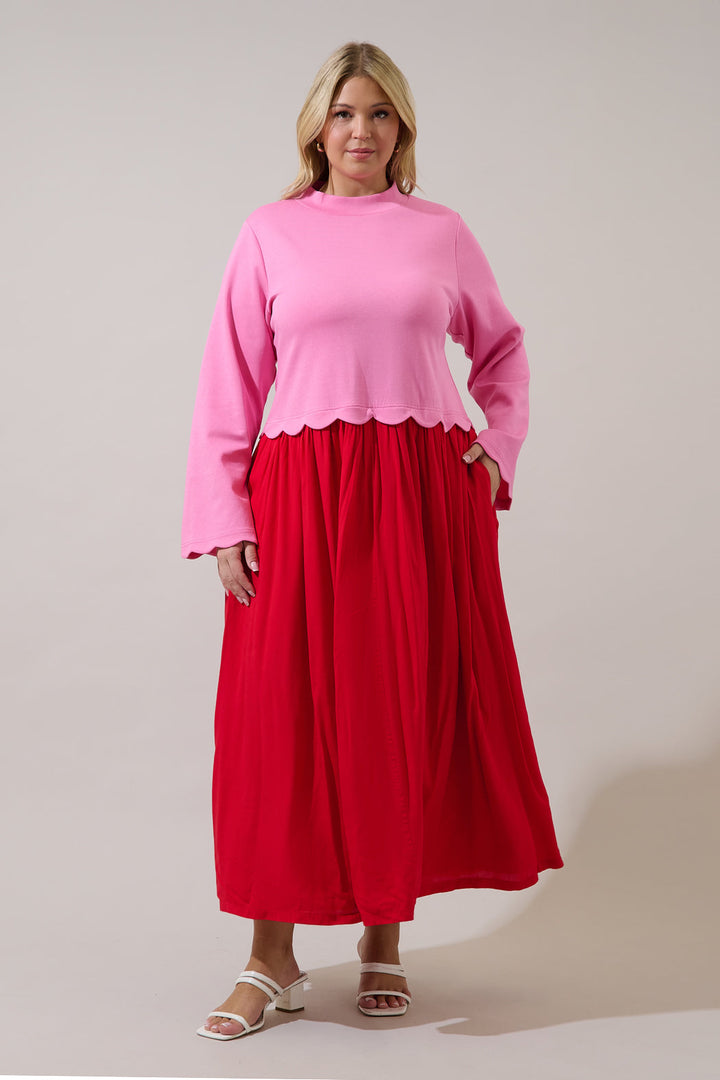 Zenie Color Block Midi Dress Curve