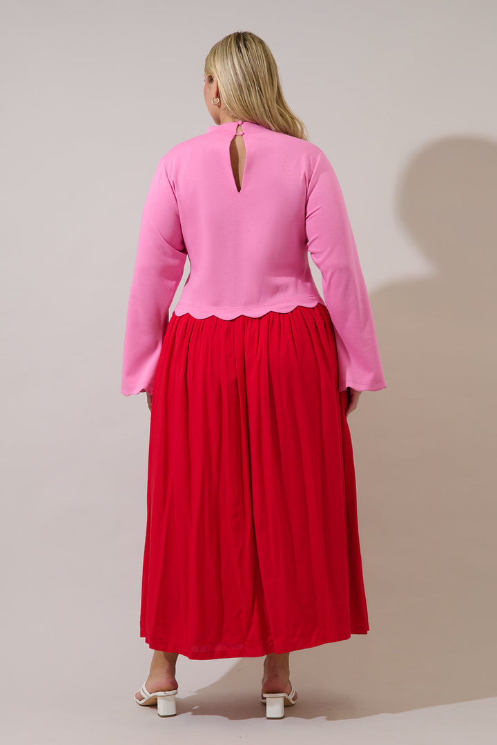 Zenie Color Block Midi Dress Curve