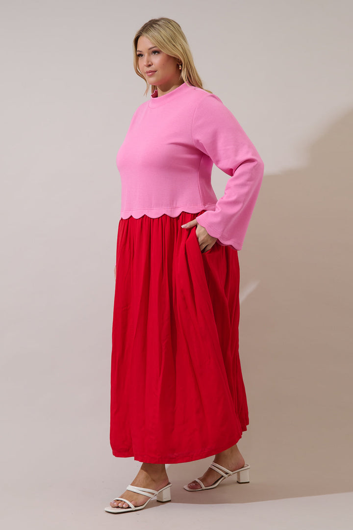 Zenie Color Block Midi Dress Curve