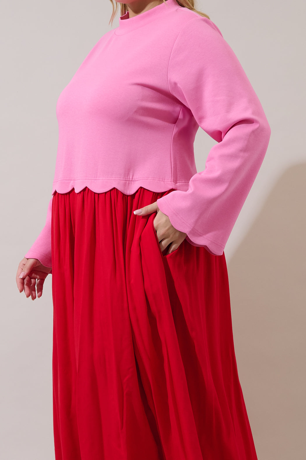 Zenie Color Block Midi Dress Curve