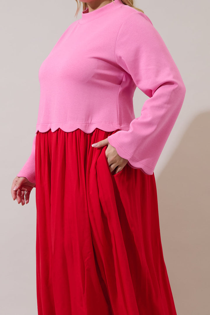 Zenie Color Block Midi Dress Curve