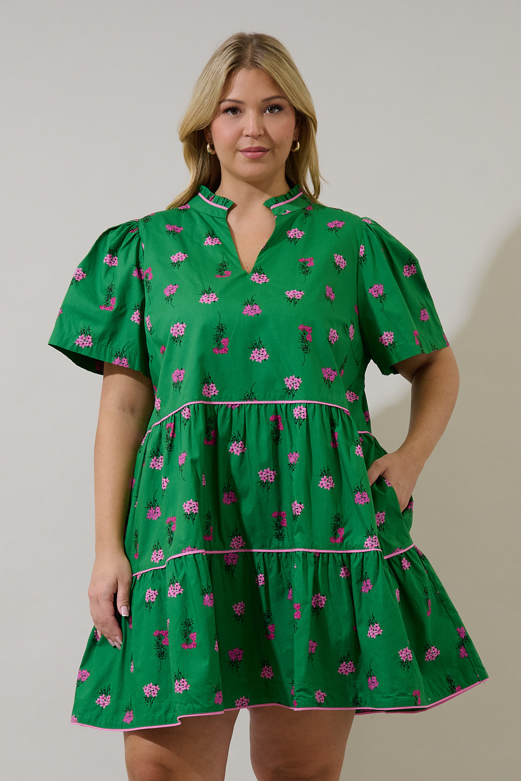 Candace Tiered Mini Dress Vivy Floral Curve