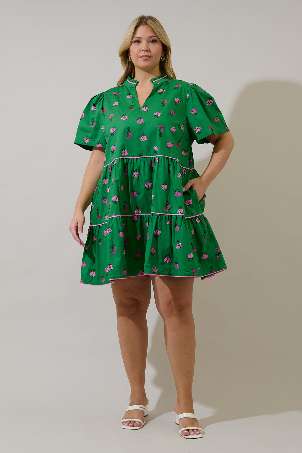 Candace Tiered Mini Dress Vivy Floral Curve