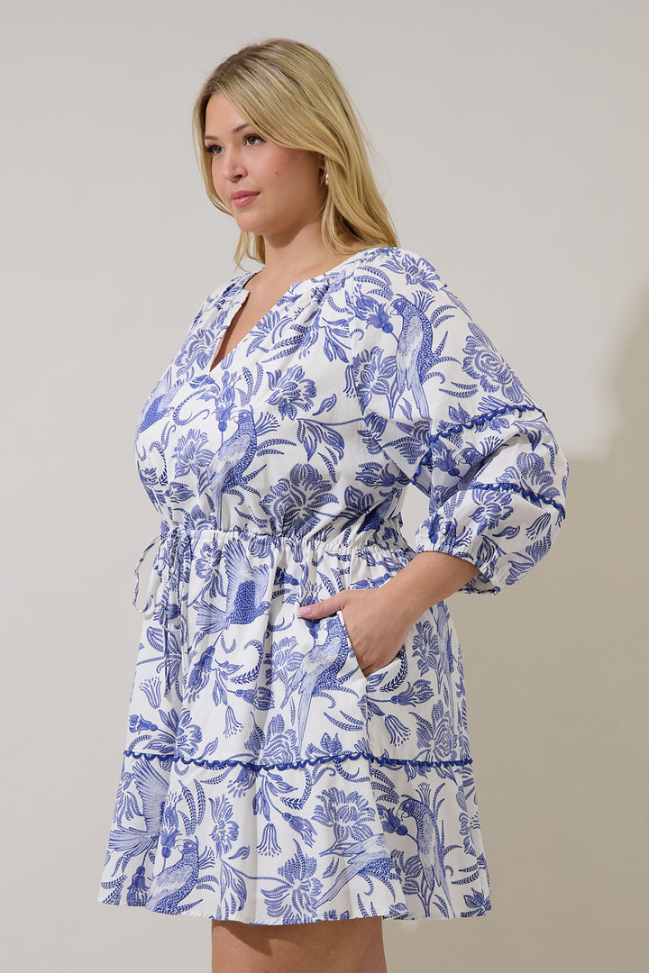 Dabria Split Neck Mini Dress Virda Floral Curve