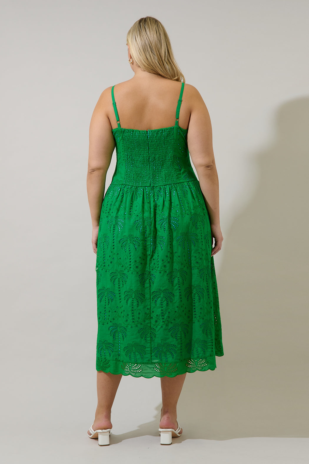 Selry Smocked Midi Dress Palms Eyelet Curve