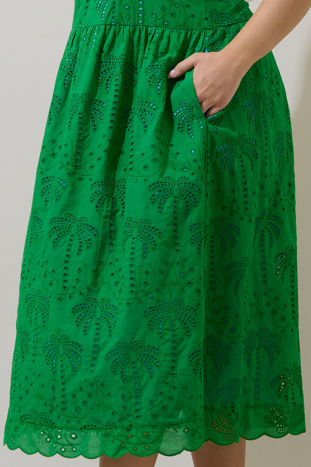 Selry Smocked Midi Dress Palms Eyelet Curve