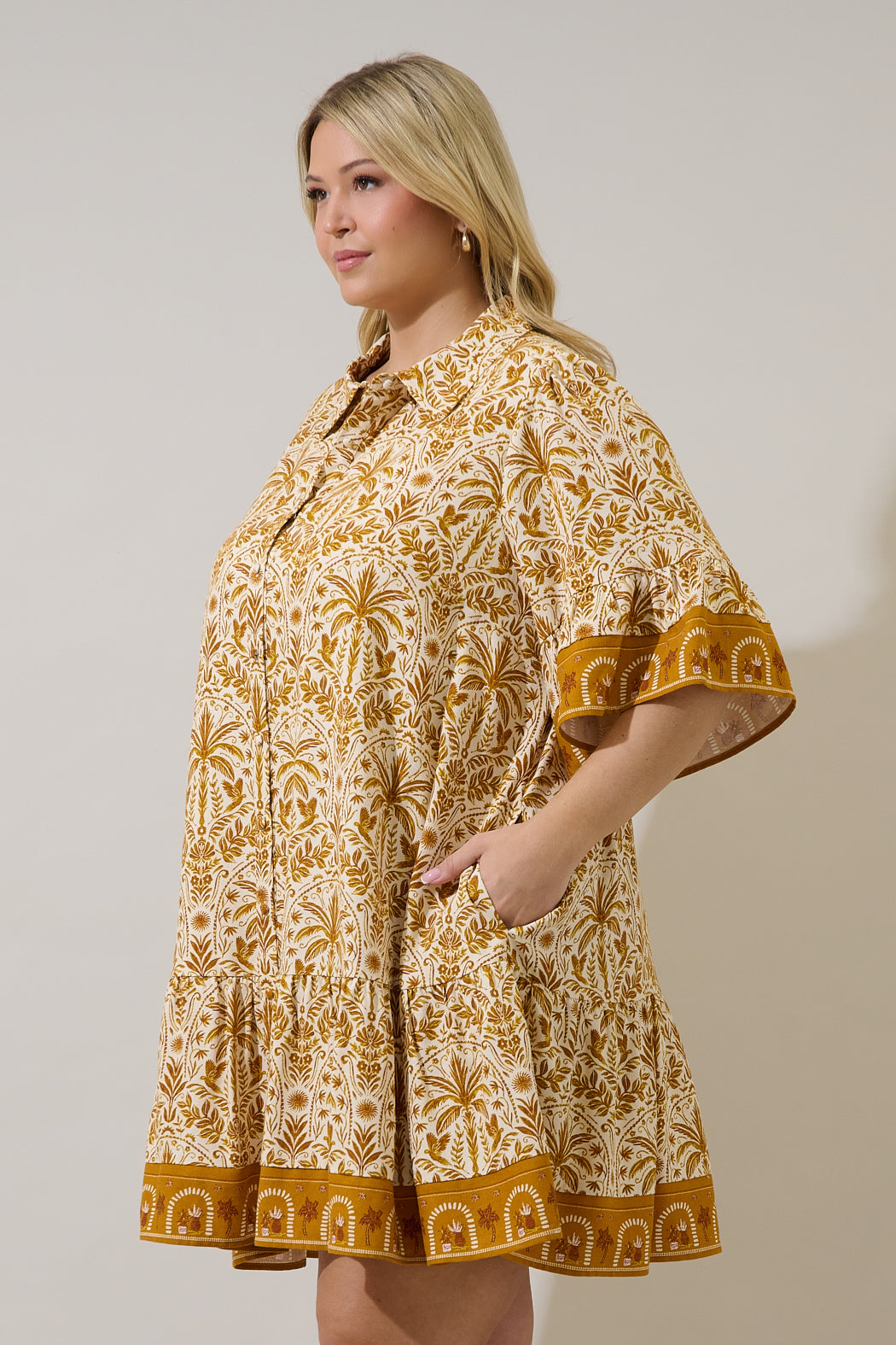 Shift Mini Dress Calina Tropical Curve