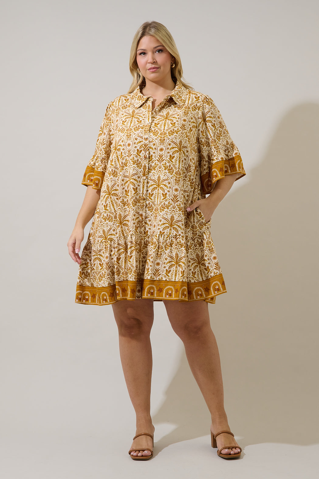 Shift Mini Dress Calina Tropical Curve