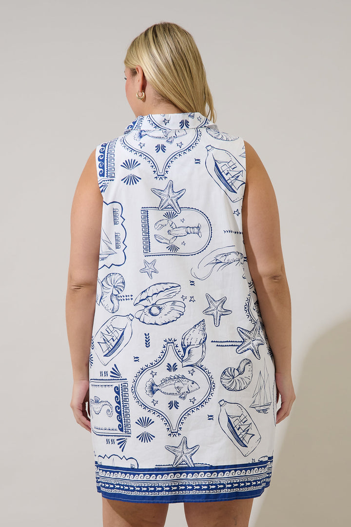 Lexya Collared Shift Mini Dress Seaside Curve