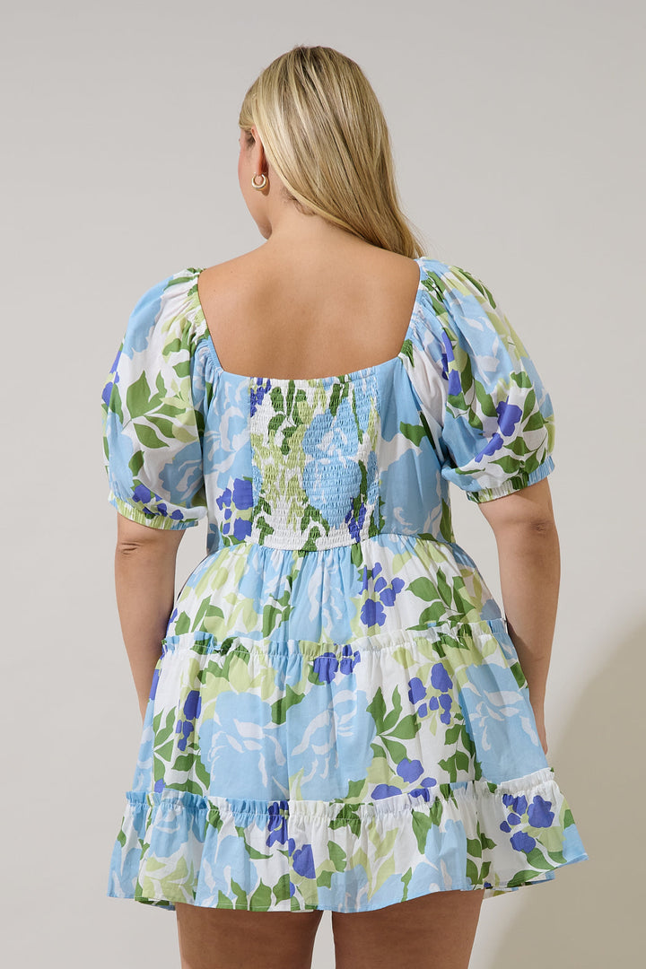 Muna Tiered Mini Dress Khloey Floral Curve