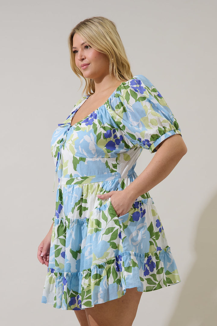 Muna Tiered Mini Dress Khloey Floral Curve