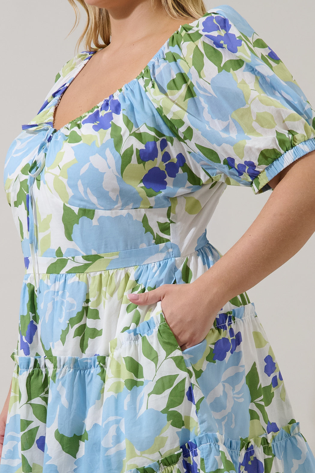 Muna Tiered Mini Dress Khloey Floral Curve