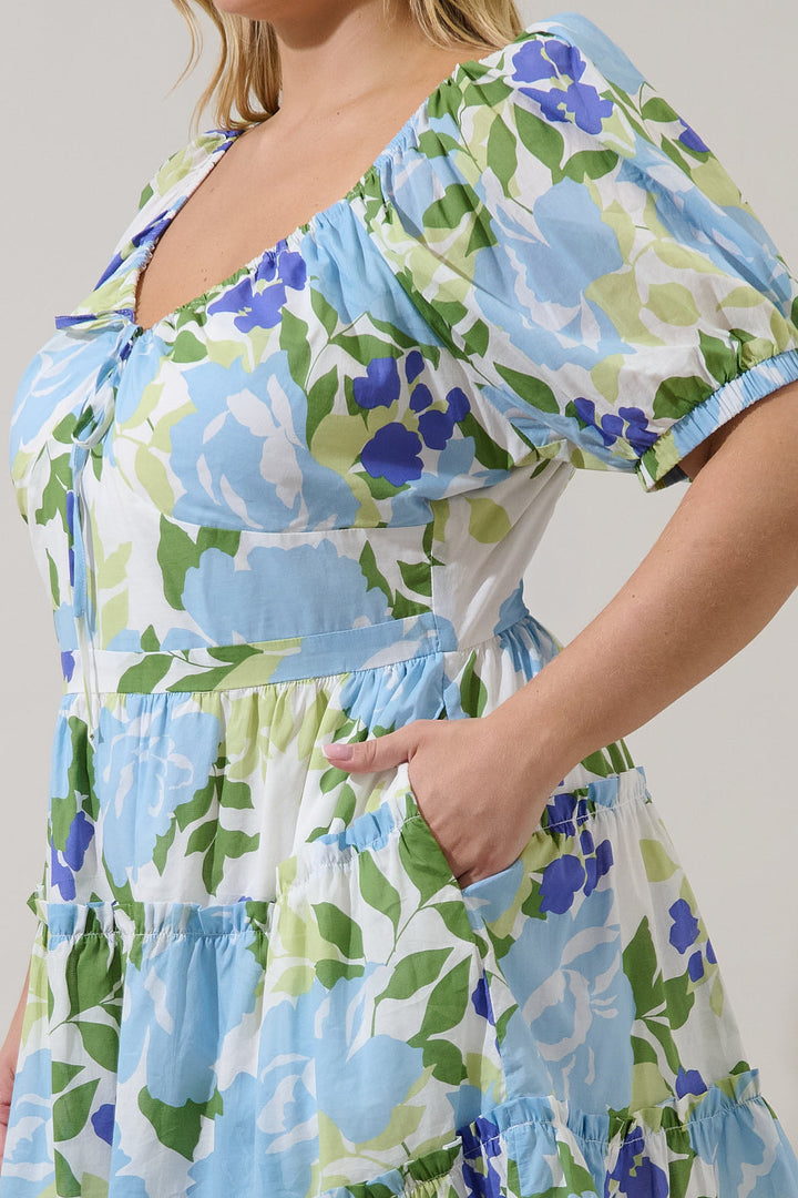 Muna Tiered Mini Dress Khloey Floral Curve