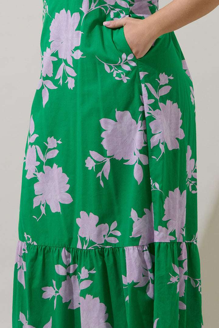 Zama Floral Xena Puff Sleeve Maxi Dress Curve