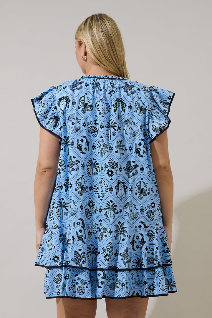 Taris Ruffe Mini Dress Feiry Tropics Curve