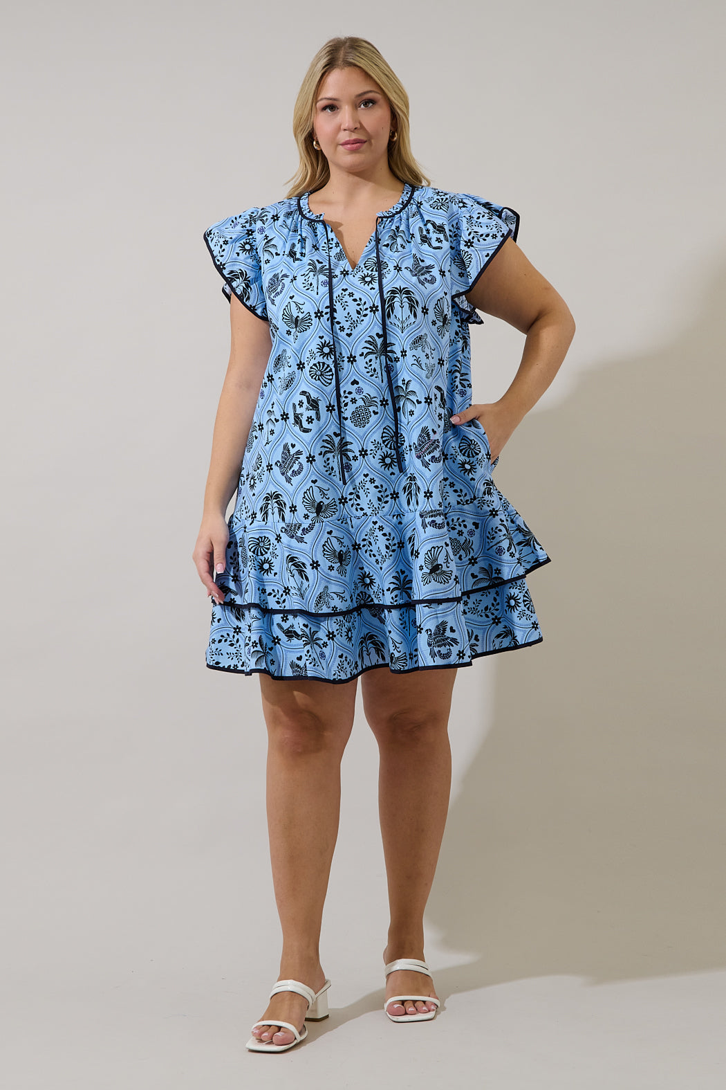Taris Ruffe Mini Dress Feiry Tropics Curve