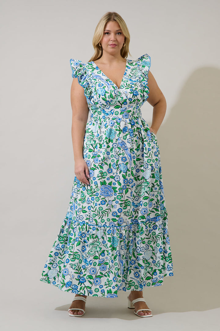Mawar Ruffle Maxi Dress Gianne Floral Curve