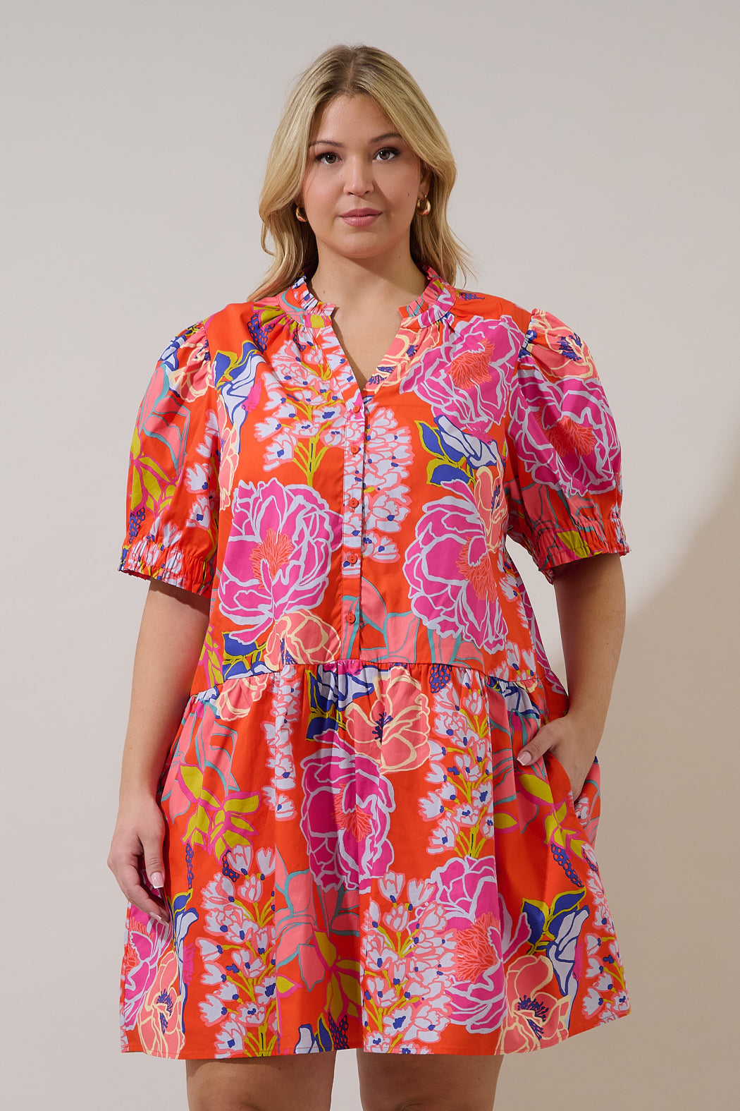 Verny Shift Mini Dress Dercy Floral Curve