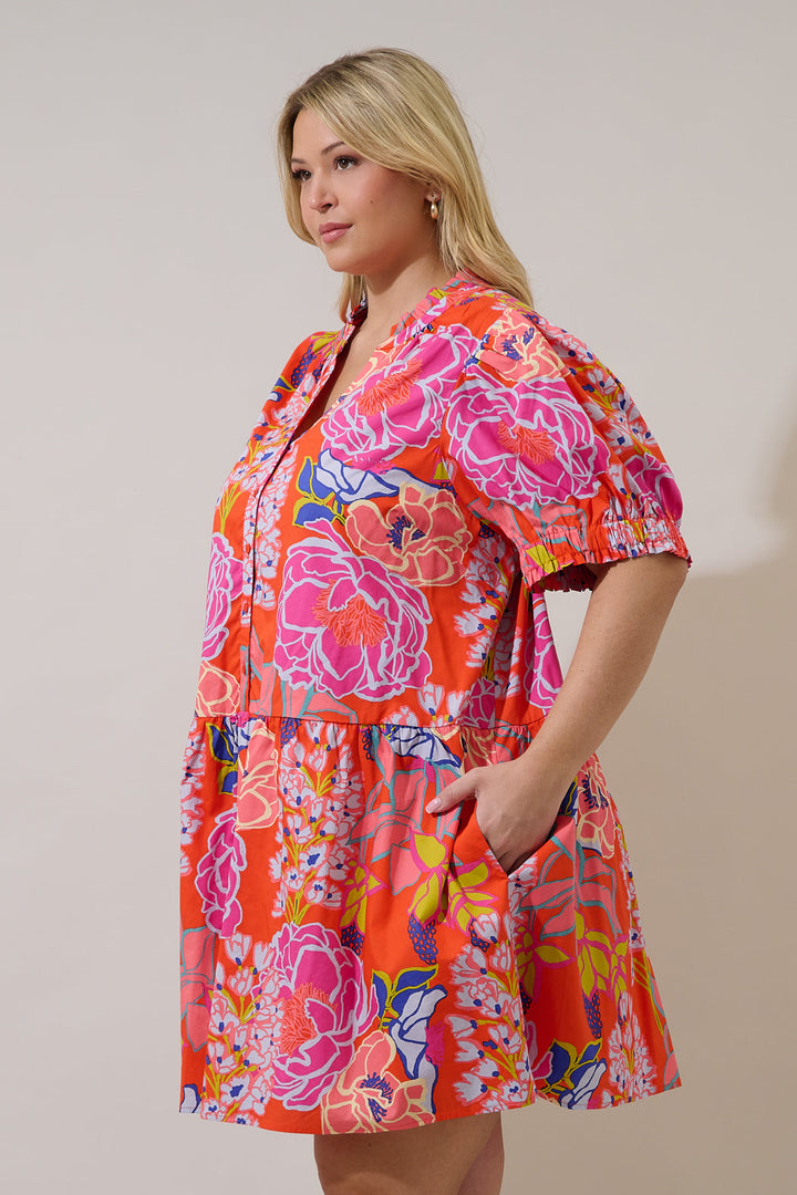 Verny Shift Mini Dress Dercy Floral Curve