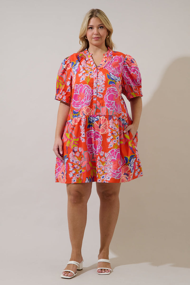 Verny Shift Mini Dress Dercy Floral Curve
