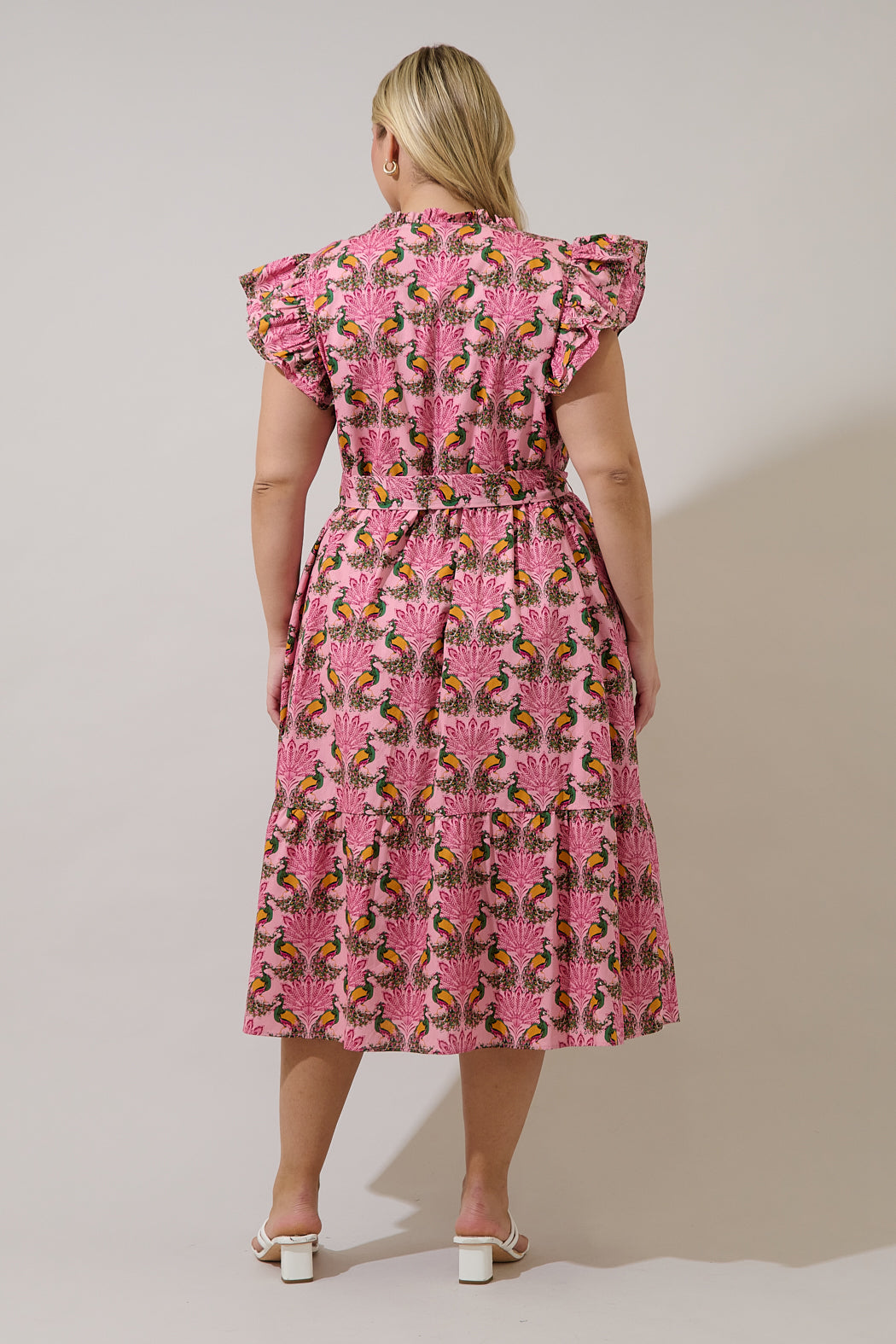 Sita Ruffle Midi Dress Peacock Bay Curve