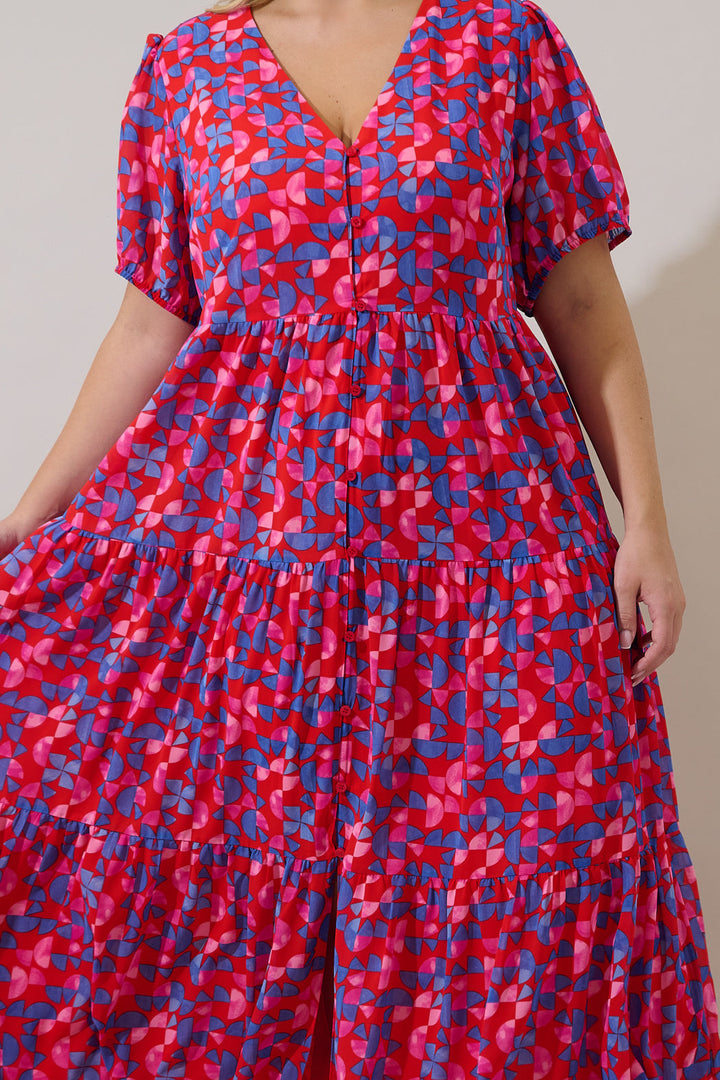Tiered Maxi Dress Averly Geo Curve