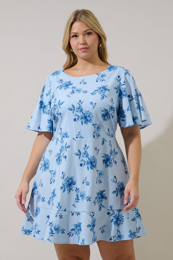 Flouncy Flare Mini Dress Frina Floral Curve