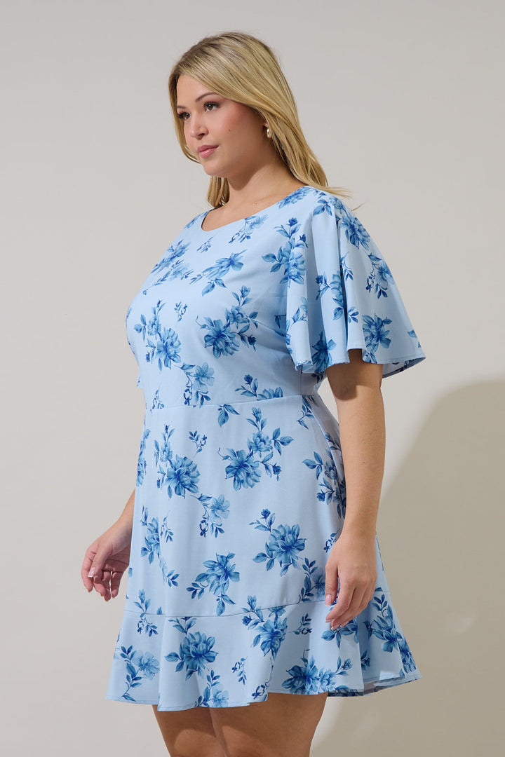 Flouncy Flare Mini Dress Frina Floral Curve