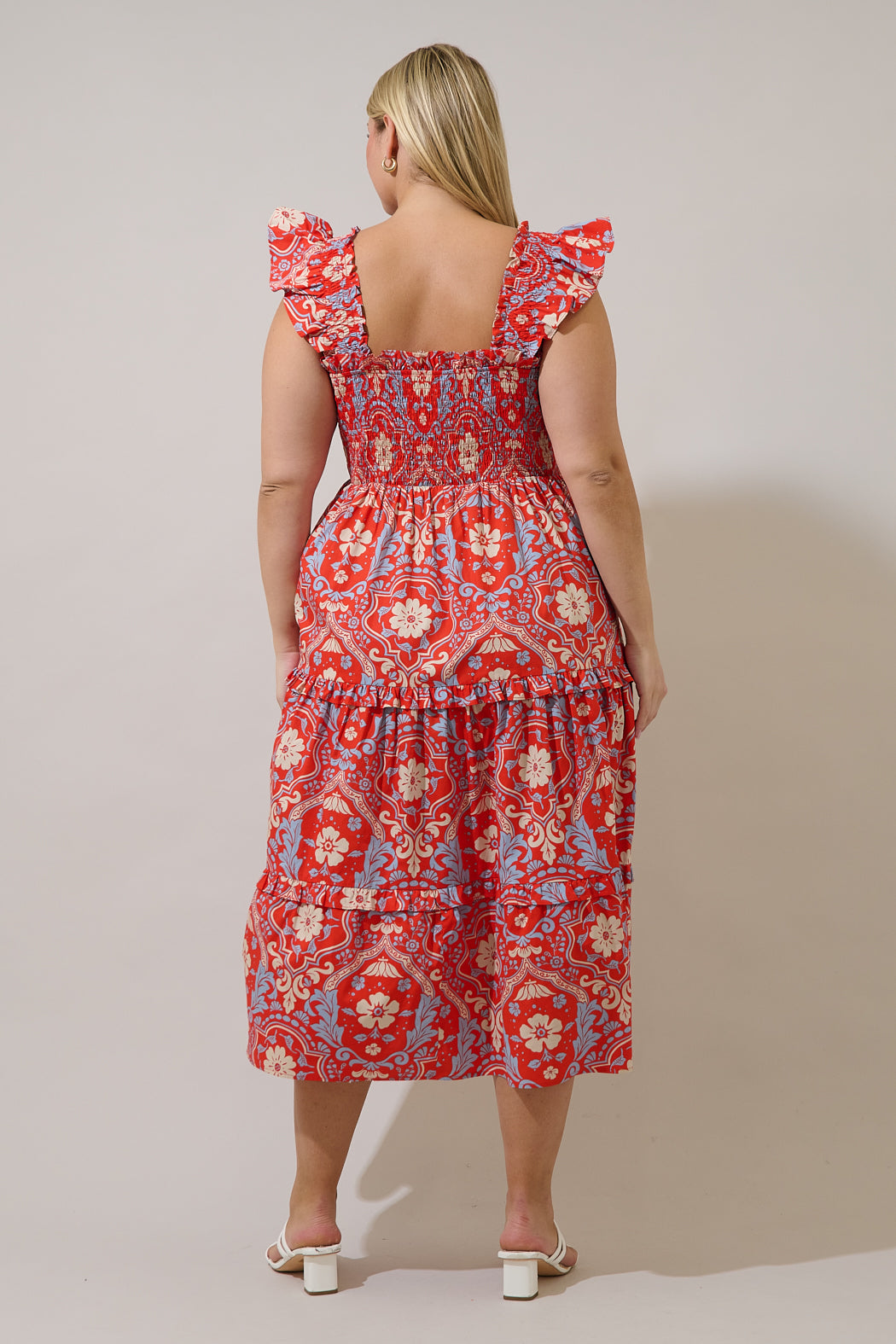 Emy Smocked Midi Dress Elvina Floral Curve