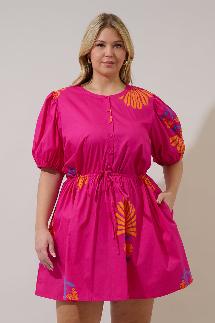 Alba Puff Sleeve Mini Dress Krane Geo Curve