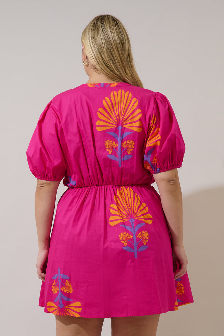 Alba Puff Sleeve Mini Dress Krane Geo Curve