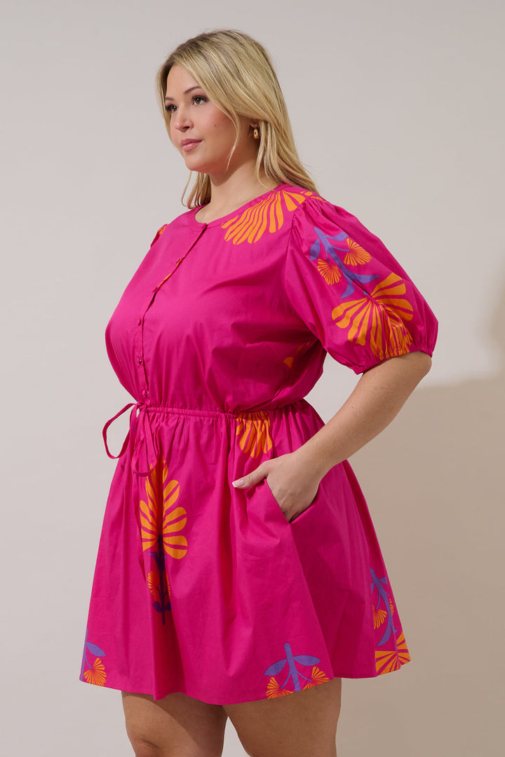 Alba Puff Sleeve Mini Dress Krane Geo Curve