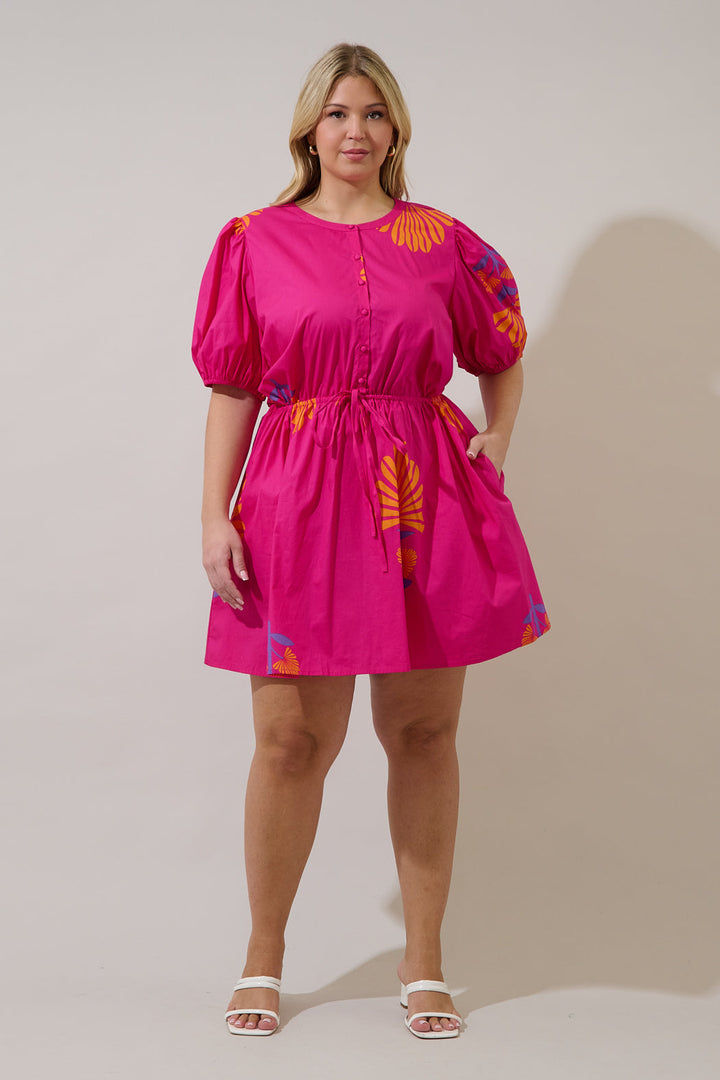 Alba Puff Sleeve Mini Dress Krane Geo Curve
