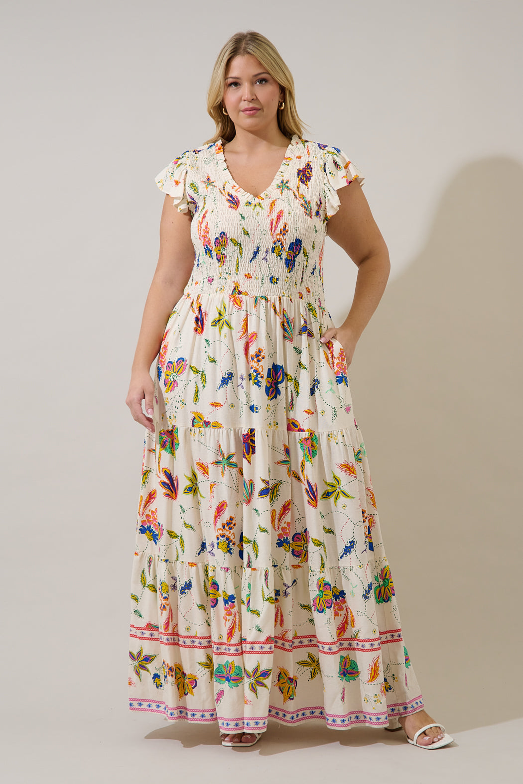 Sunfire Tiered Midi Dress Miraflor Curve