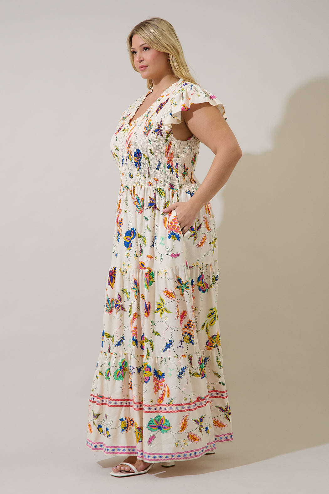 Sunfire Tiered Midi Dress Miraflor Curve