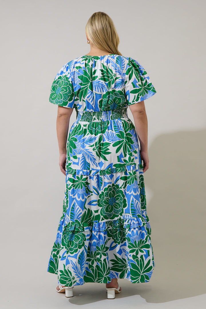 Palmer Poplin Tiered Maxi Dress Diviny Tropical Curve
