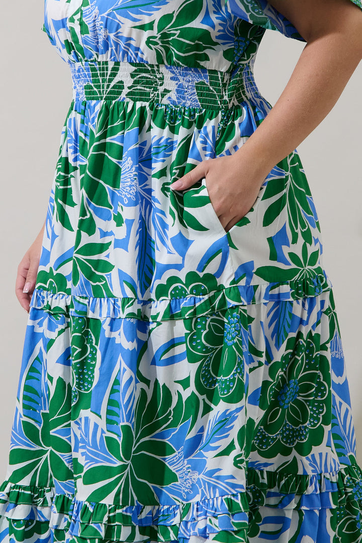 Palmer Poplin Tiered Maxi Dress Diviny Tropical Curve