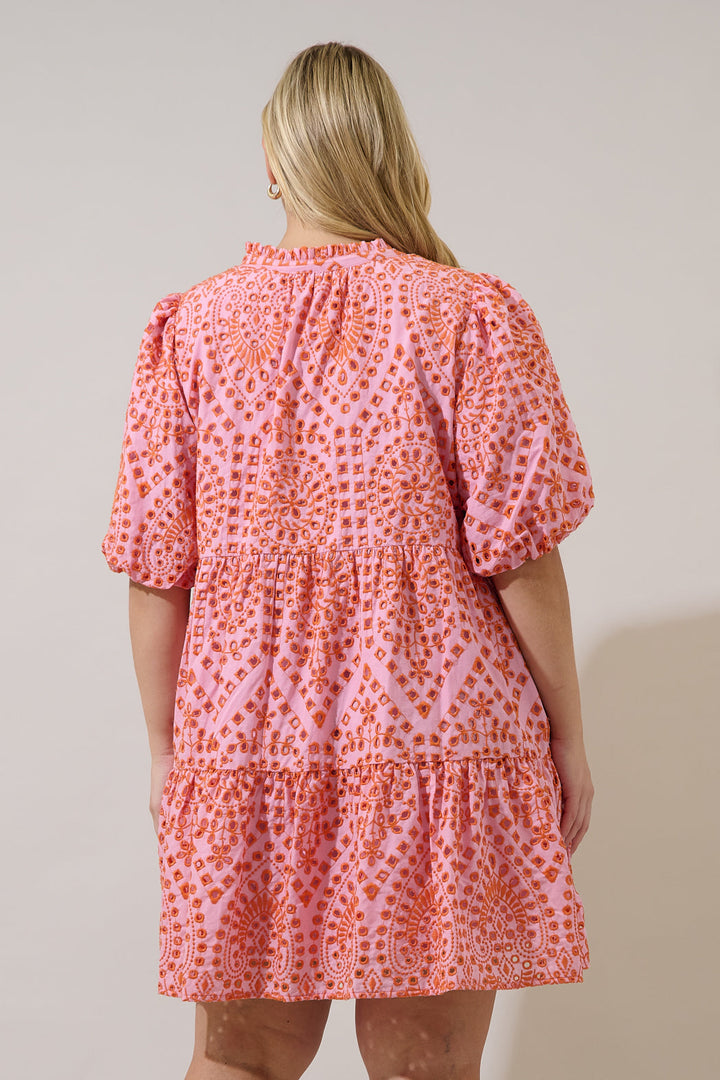 At Sea Jacey Baby doll Eyelet Mini Dress Curve