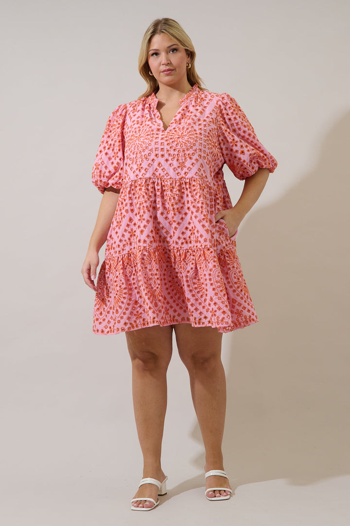 At Sea Jacey Baby doll Eyelet Mini Dress Curve