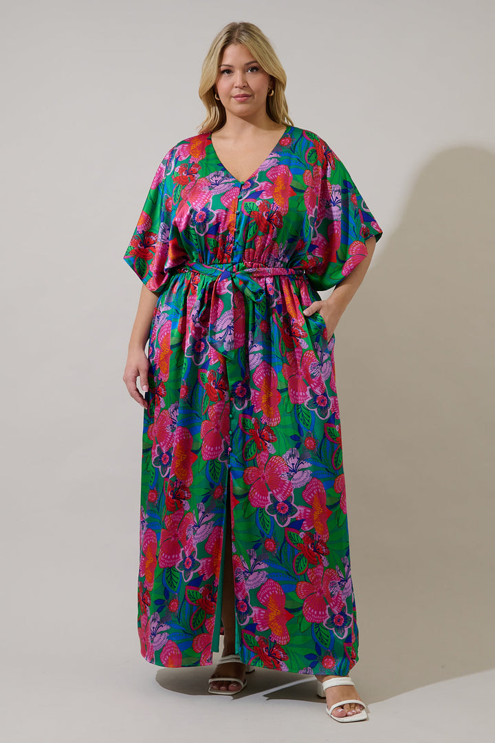 Mielle Kimono Maxi Dress Hansel Floral Curve