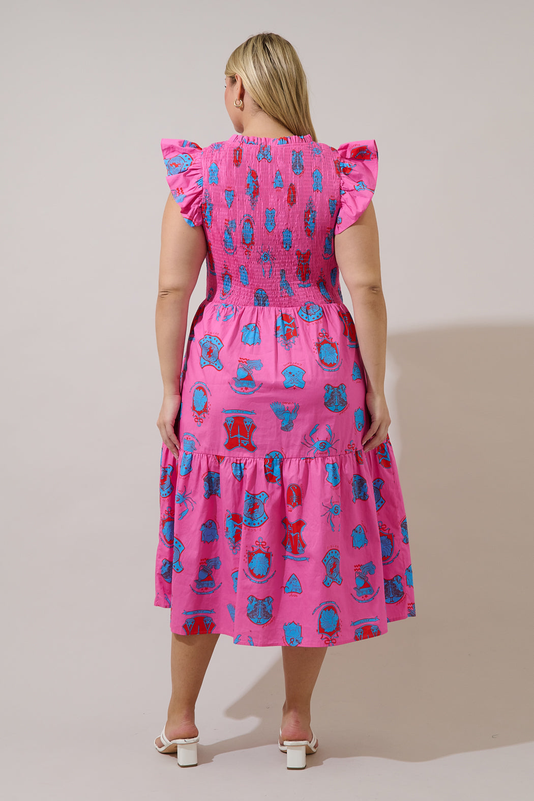 Glare Smock Tiered Midi Dress Zodiac Curve
